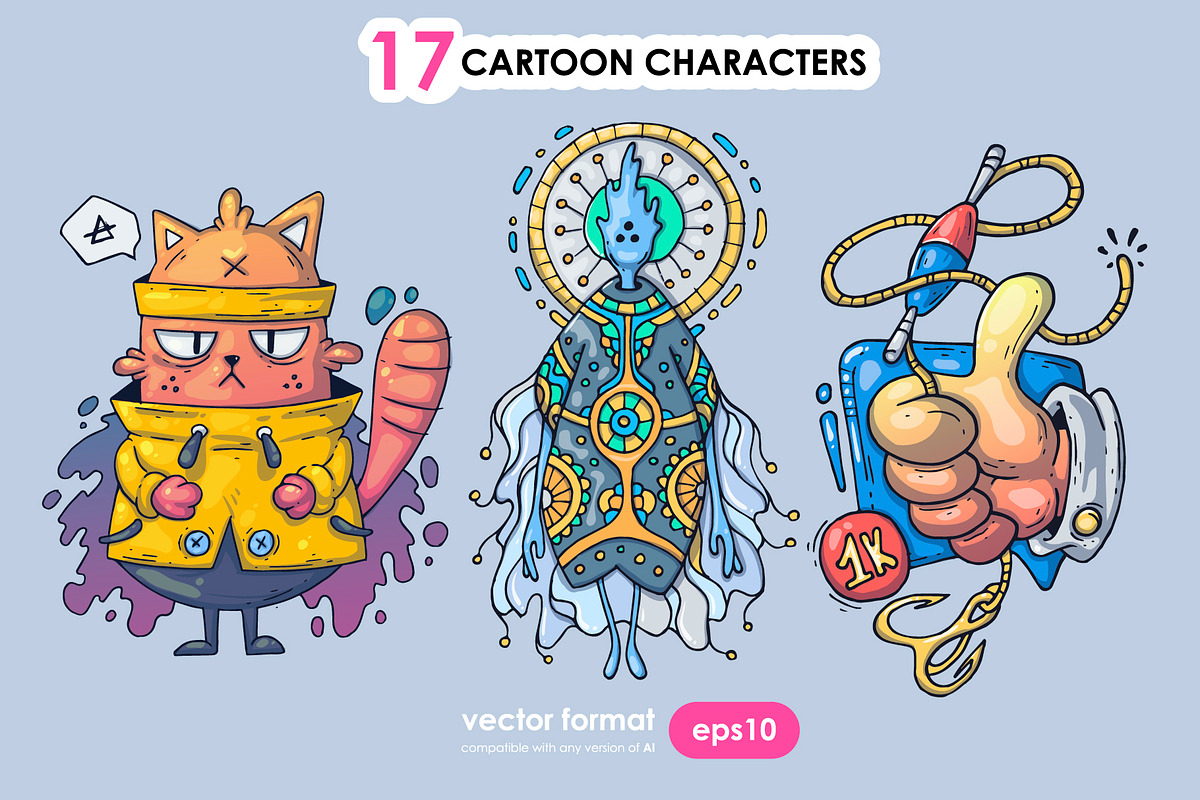 17 Different Cartoon Characters, an Illustration by Andrew_Derr