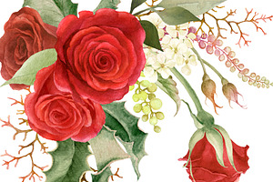 Red Roses Clipart, Separate Elements