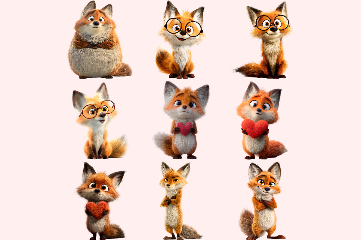 Funny Fox Clipart PNG Bundle, a Graphic by M9 Design (Photo 4 of 9)