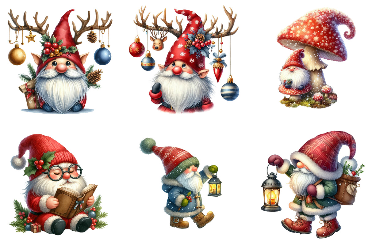 Cozy Christmas Gnomes Clipart, an Illustration by DreamArtGraphic (Photo 4 of 5)