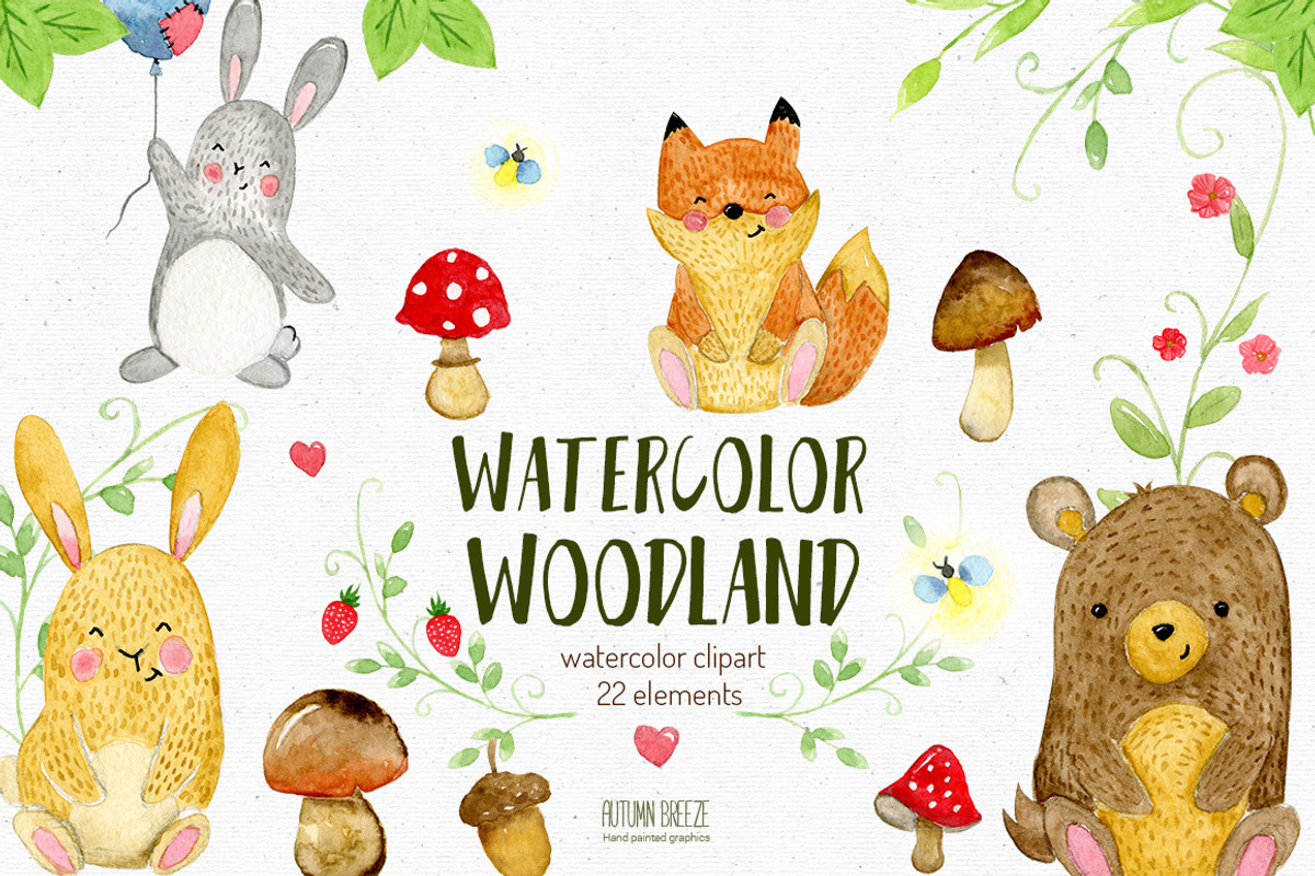 Watercolor woodland animals, an Animal Illustration by Autumn Breeze (Photo 1 of 3)