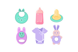 Baby Care Icons Set, Baby Bib