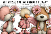 Whimsical Spring Animals Clipart, an Illustration by CreationArt (Thumbnail 1 of 6)