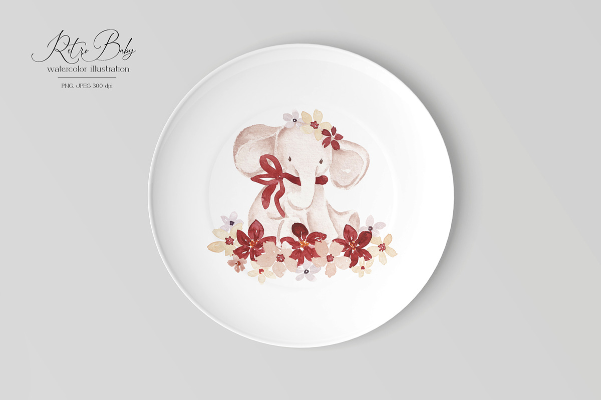 Retro Baby Shower Set, an Object Illustration by SirenaArt (Photo 9 of 21)