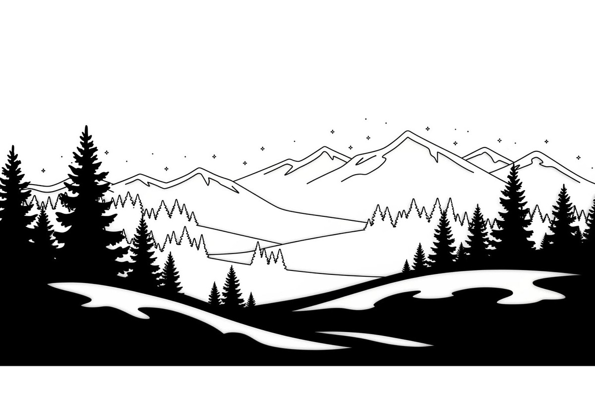 Abstract Snowy Landscape Silhouette, a Graphic by musafir_fashion (Photo 7 of 13)