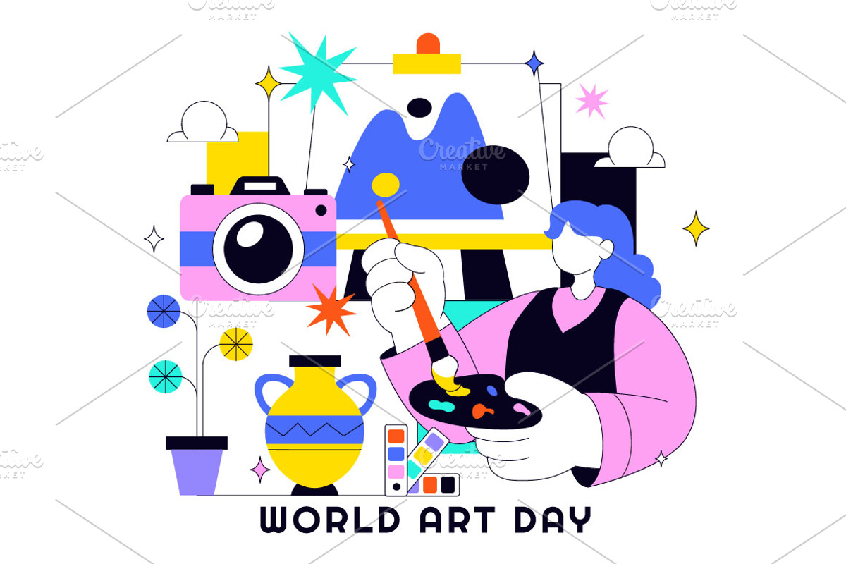 10 World Art Day Illustration, a Decorative Illustration by denayunebgt (Photo 4 of 4)