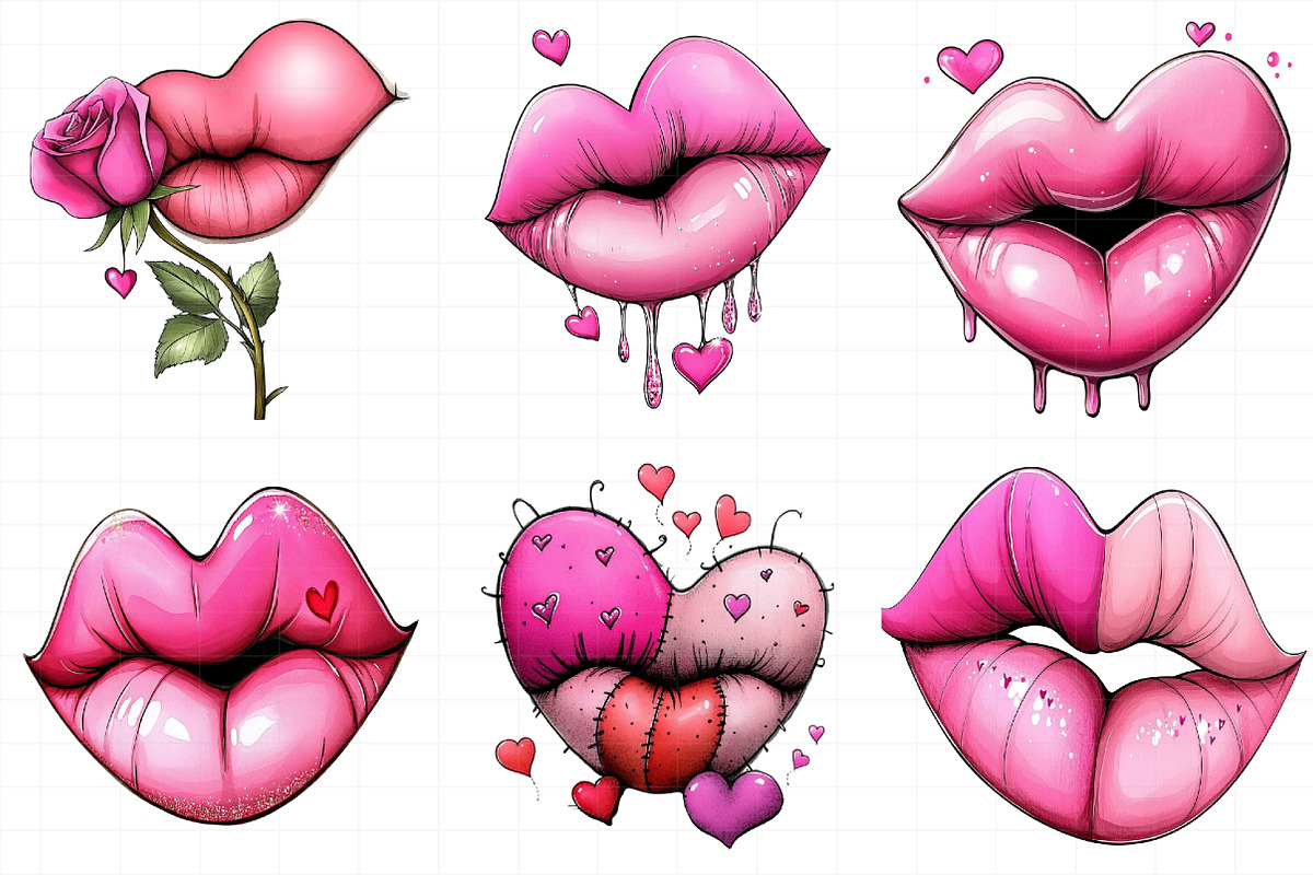 Valentines Day Lips Sublimation Clip, an Illustration by Daily.Designs (Photo 3 of 5)