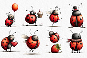 Quirky Ladybug Clipart, an Illustration by Watercolor design (Thumbnail 3 of 6)