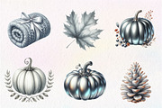Watercolor Silver Autumn Clipart, an Illustration by CreationArt (Thumbnail 7 of 9)