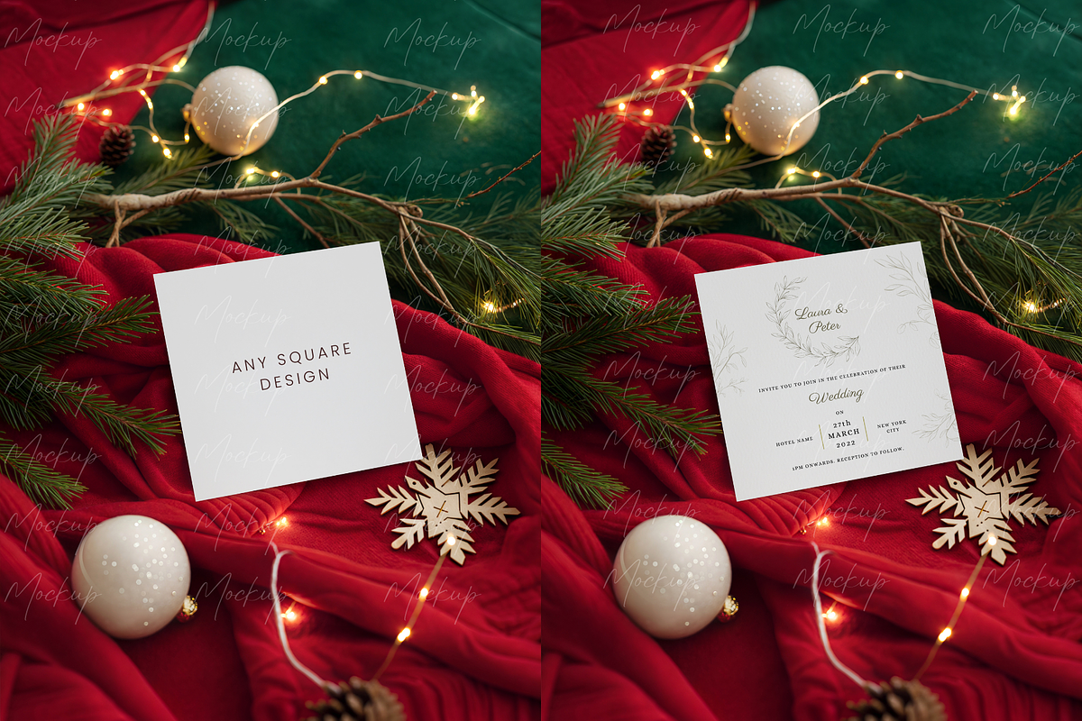Christmas Square Card Mockup, a Product Mockup by TatiMockup (Photo 2 of 3)