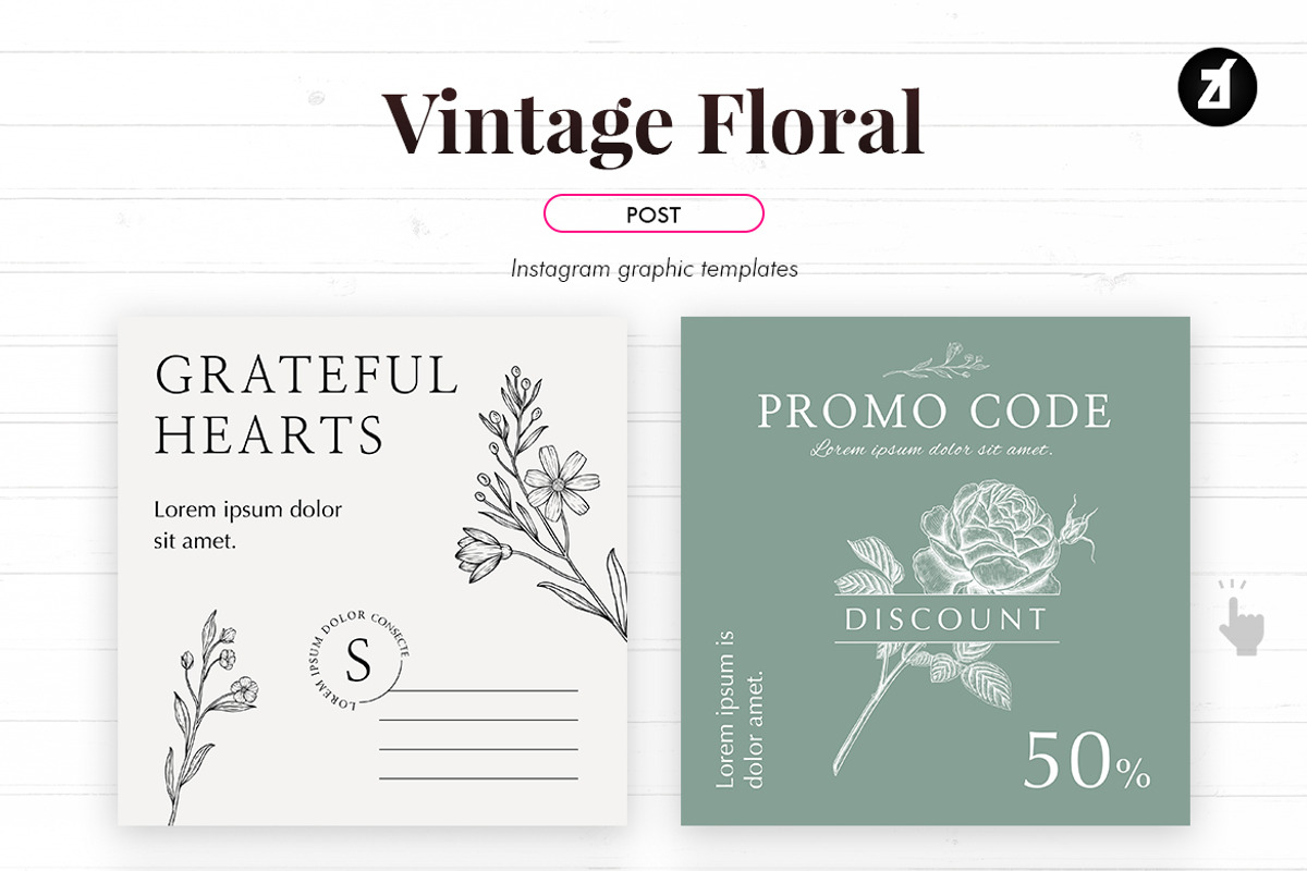 Vintage floral social media template, a Social Media Template by Chanut is industries (Photo 3 of 11)