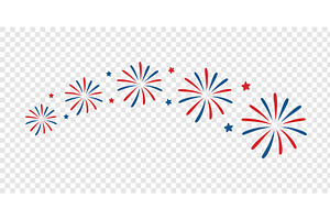 Red and blue firework burst with, an Object Illustration by GraphiShop