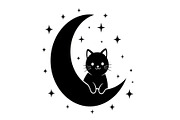 50 Cat Moon Silhouette Vector Bundle, an Illustration by jahid234 (Thumbnail 3 of 51)