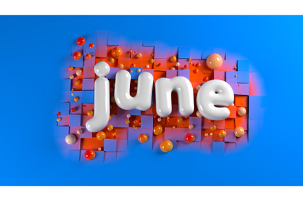 Soft orange plump word JUNE