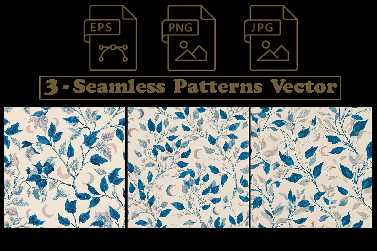 Crescent Moon & Vine Patterns, a Pattern Graphic by one-touch (Photo 3 of 9)