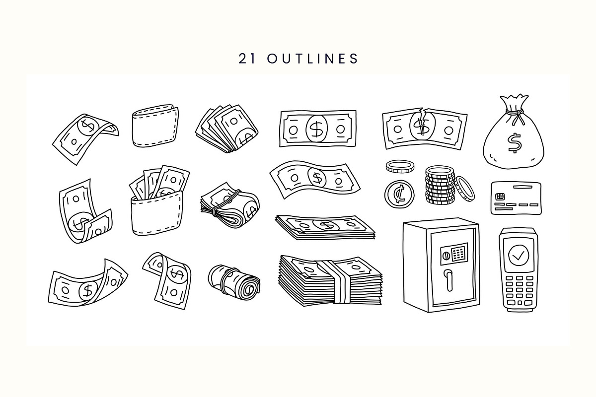 Finance Clipart Vector Cash & Coins, a Finance Illustration by Kristina Chistiakova (Photo 3 of 4)