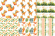 Cute Dinosaur Clipart + Patterns, an Animal Illustration by Nicole Branger Art (Thumbnail 14 of 27)