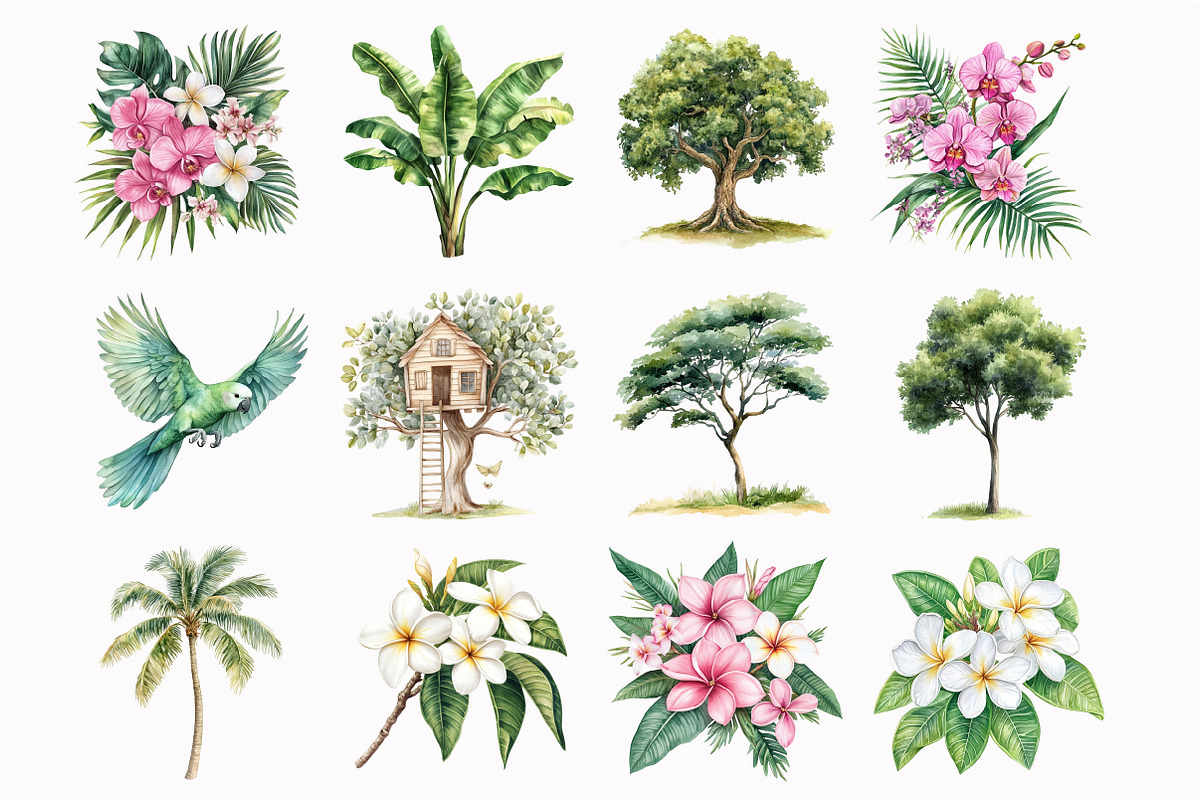 Watercolor Little Jungle Friends Cli, a Seasonal Illustration by Design Market (Photo 5 of 5)