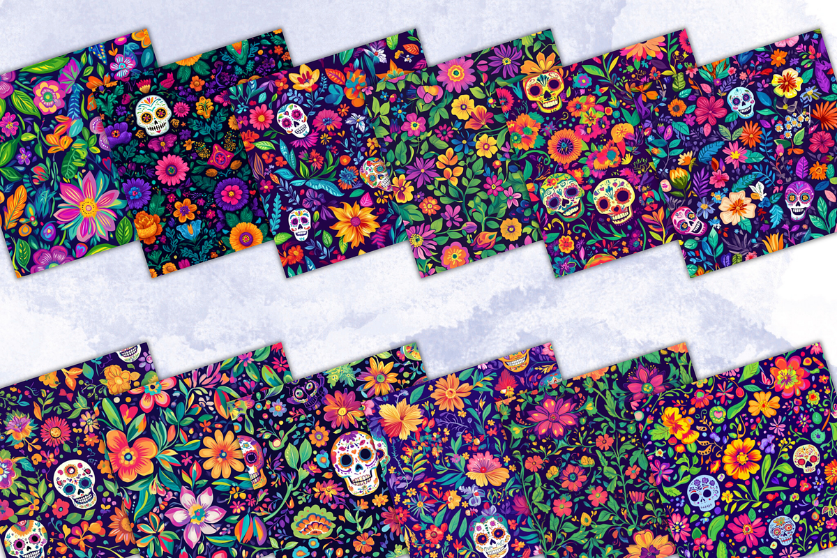 Fiesta Sugar Skull Seamless Pattern, a Graphic by Paper & Pattern Studio (Photo 2 of 9)