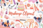 Watercolor Makeup Clipart PNG, an Object Illustration by Mespilia (Thumbnail 1 of 5)