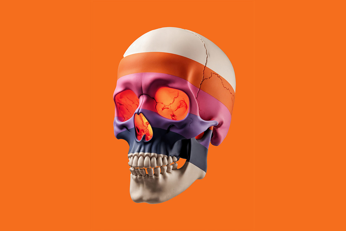 3 Vibrant Striped Skull Art, an Object Illustration by StockVerse Creative (Photo 3 of 4)