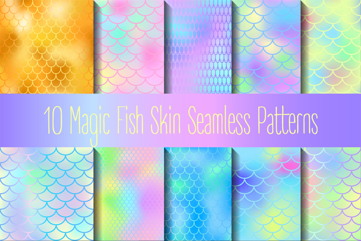 Mermaid Seamless Patterns Bundle, a Pattern Graphic by RabbitAndPencil (Photo 2 of 11)