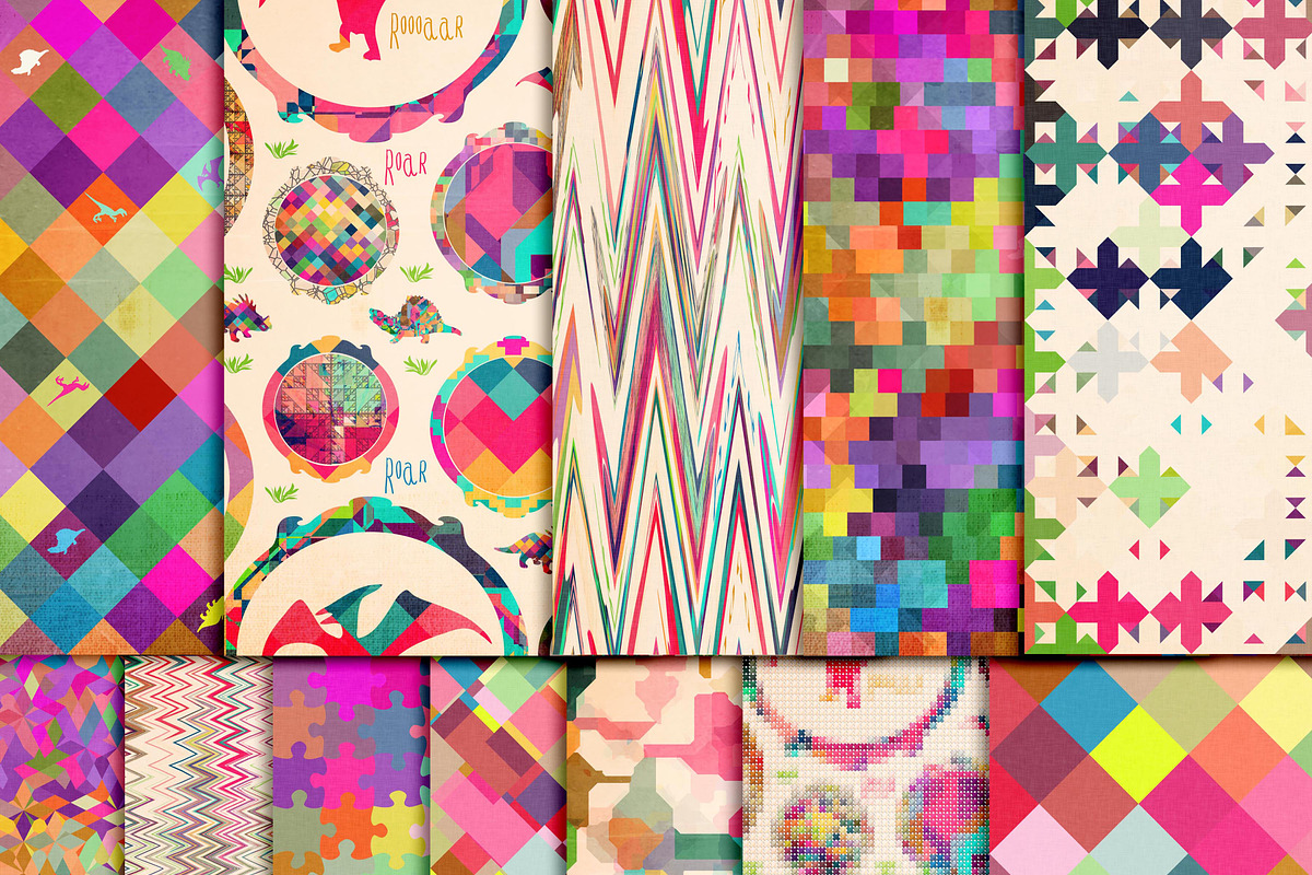 Dinosaur pattern digital paper preview 2