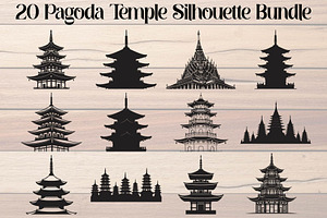 Pagoda Temple Silhouette, an Object Graphic by Designer_Momina