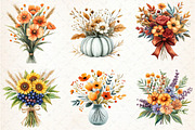 Autumn Bouquets Clipart, an Illustration by Libby Wishes (Thumbnail 3 of 10)