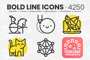 Bold Line Icons, an Outline Icon by Howcolour