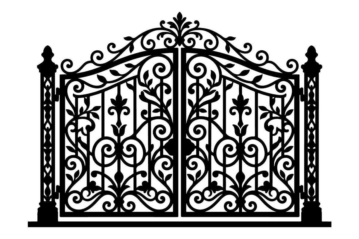 Ornamental Iron Gate Silhouette, an Object Graphic by hafijul (Photo 3 of 4)