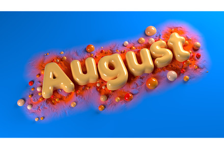 Soft orange plump word AUGUST