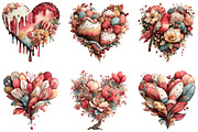 Whimsical Heart Valentine Clipart, an Illustration by CraftArtStudio (Thumbnail 6 of 6)