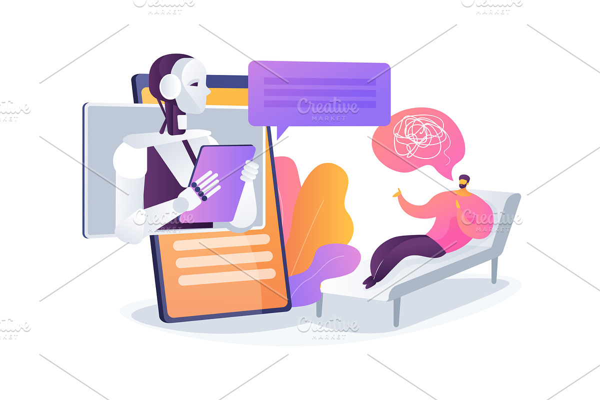 AI Mental Health Chatbot abstract, a Technology Illustration by Visual Generation