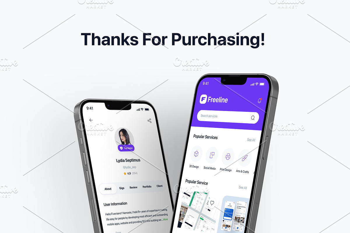 Freeline - Freelance Services App UI, an UI Kit Template by Unpixel Design (Photo 6 of 6)