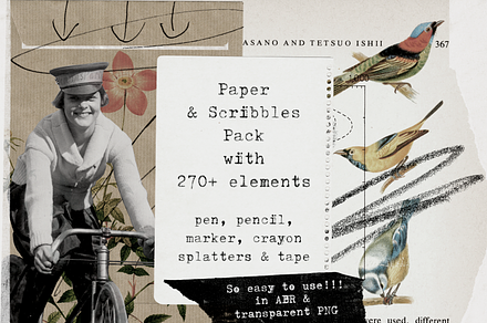 Paper and Scribbles Pack for Collage