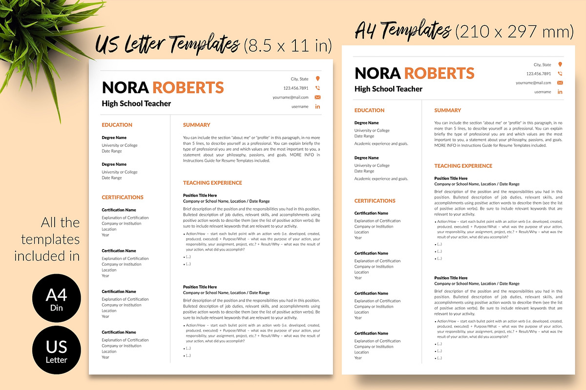 Teacher CV Bundle / Resume - Nora, a Resume Template by Templates Design Co. (Photo 8 of 17)