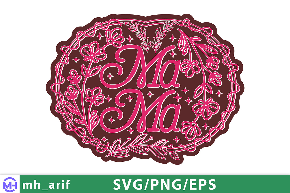 Mama Mother Wreath PNG T-shirt Desig, a Graphic by mh_arif (Photo 2 of 4)