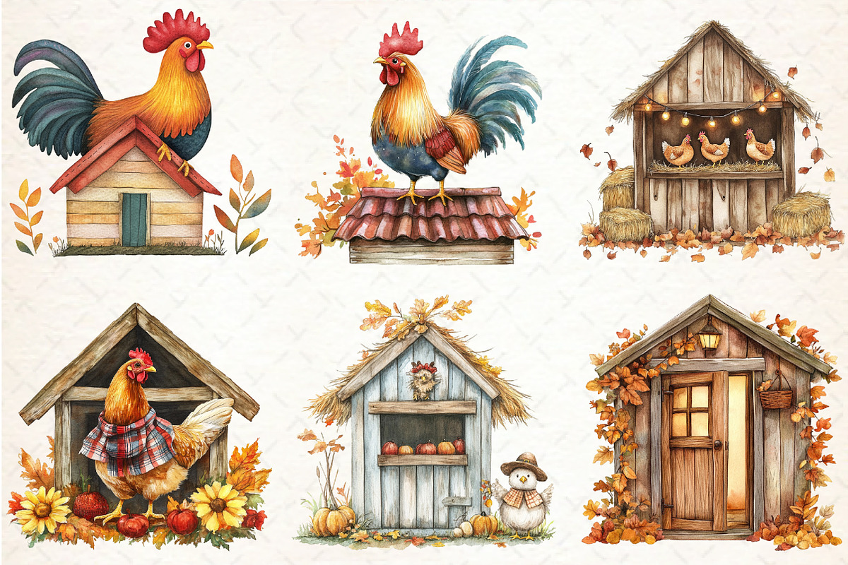 Autumn Chicken Coop Clipart, an Illustration by Libby Wishes (Photo 5 of 7)