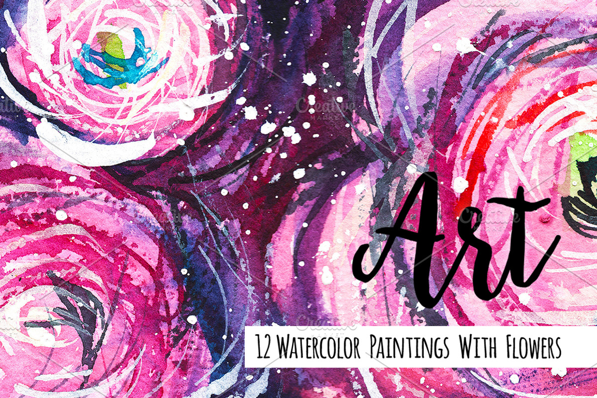 12 paintings with flowers, a Decorative Illustration by coconut_forest (Photo 1 of 13)