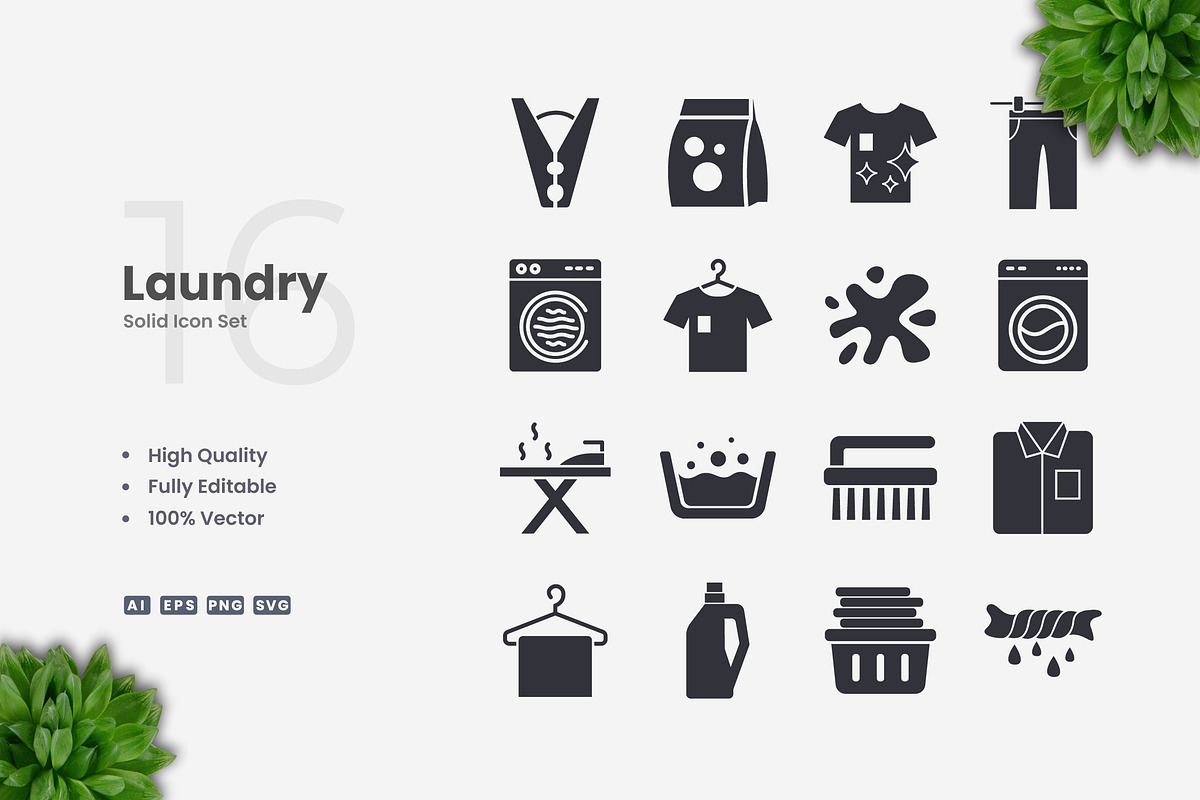 Laundry Solid Icons, an Icon by Upnowgraphic