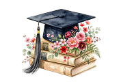 Watercolor Graduation Clipart PNGs, an Education Illustration by VetalStock (Thumbnail 9 of 24)