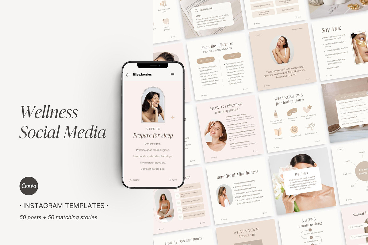 Health & Wellness templates, a Social Media Template by LiliesandBerries (Photo 1 of 21)
