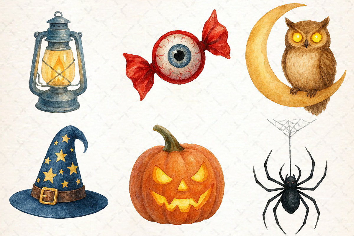 Retro Halloween Clipart Bundle, an Illustration by Libby Wishes (Photo 7 of 9)