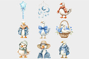 Watercolor Blue Silly Goose Clipart, a Seasonal Illustration by Design Market (Thumbnail 4 of 4)