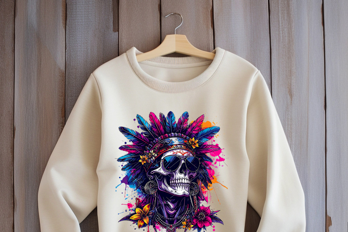 Skull wearing feathered headdress, a Person Illustration by yod67 (Photo 6 of 10)