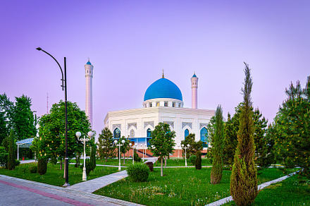 The Minor Mosque covered with white marble in the center of Tash, an Architecture Photo by Eugene_Photo