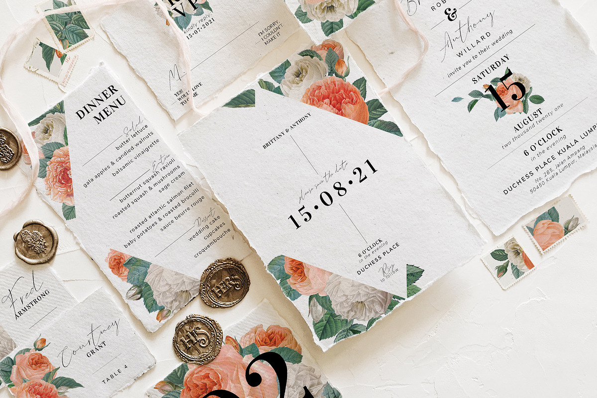 Blush & White Rose Wedding Suite, an Invitation Template by BlueRobinDesignShop (Photo 1 of 15)
