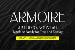 Armoire: Art Deco font family, a Sans Serif Font by Justin Penner