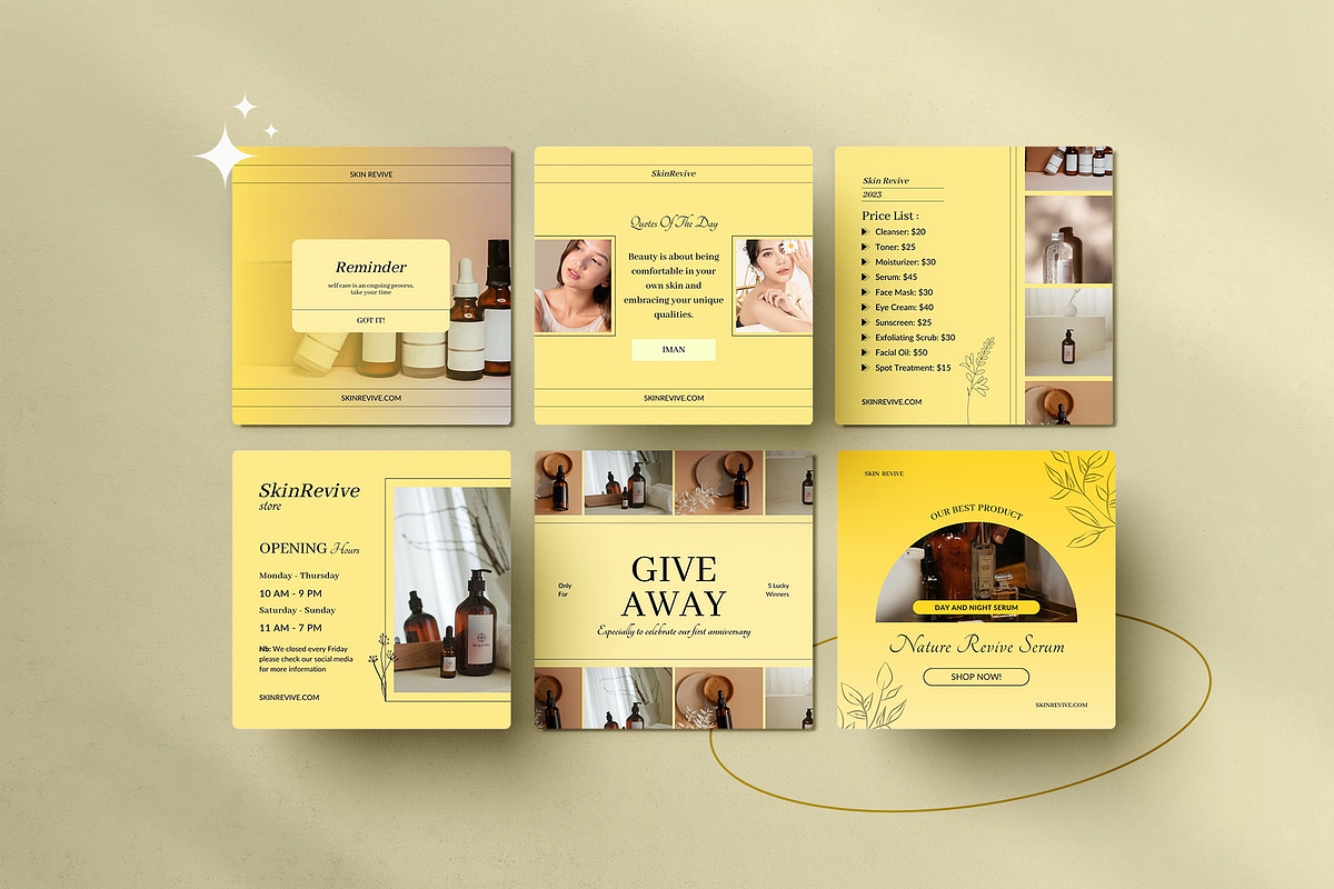 SkinRevive | Skincare Canva Template, a Social Media Template by prajapixels (Photo 4 of 6)